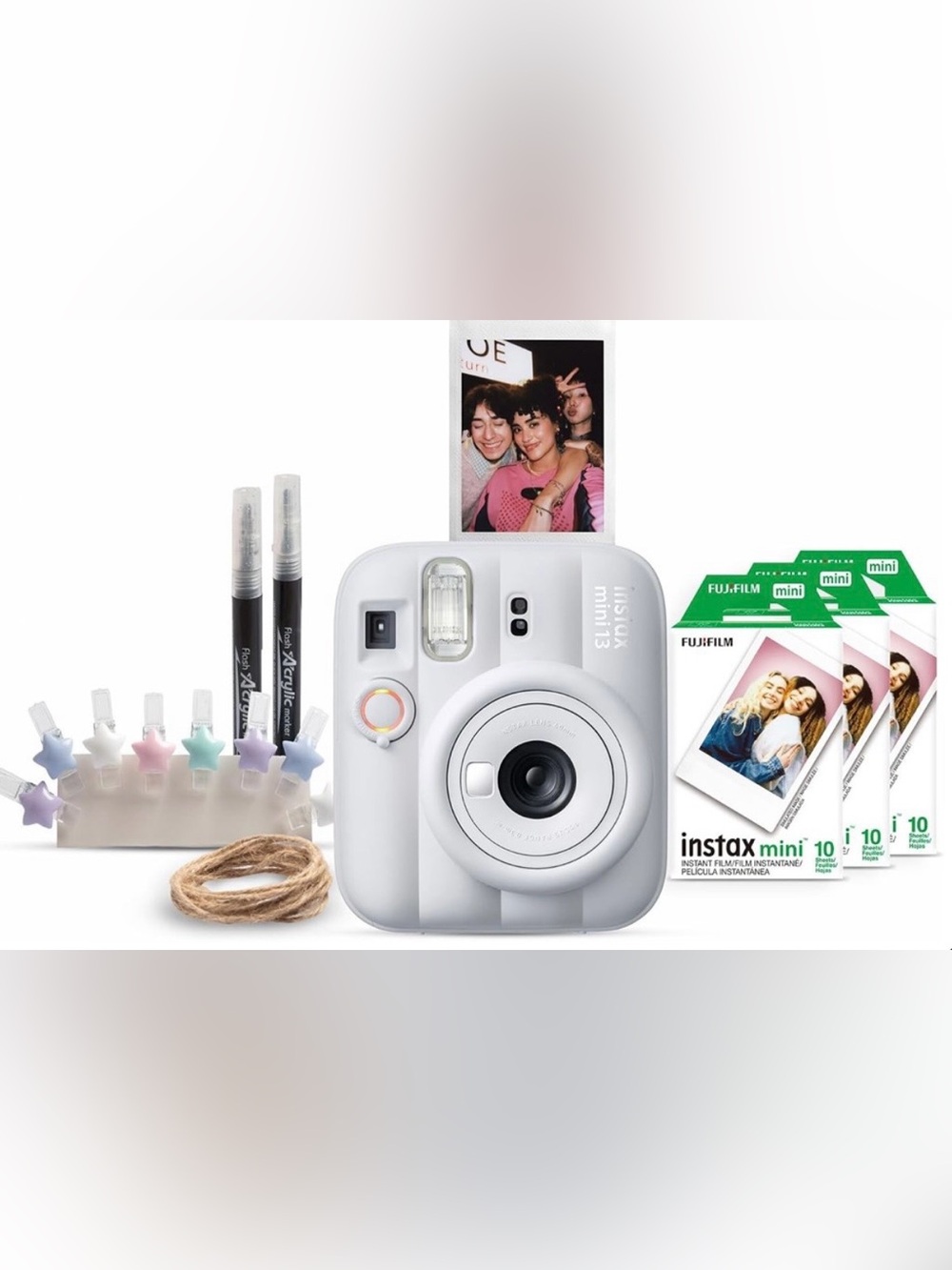 Fujifilm Instax Mini 13 Instant Camera Party Bundle – Clay White